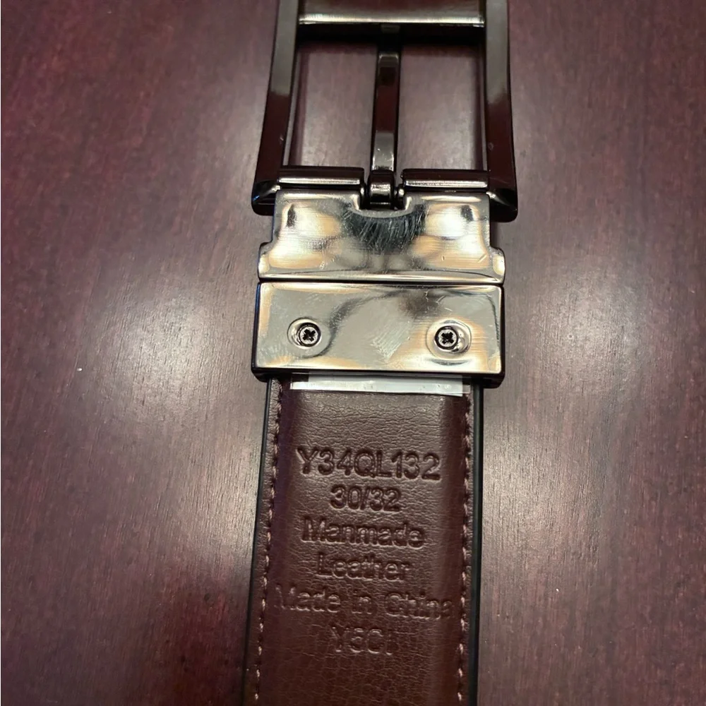 Boys Brown and Black Reversible 100% Leather Belt, Size 30/32